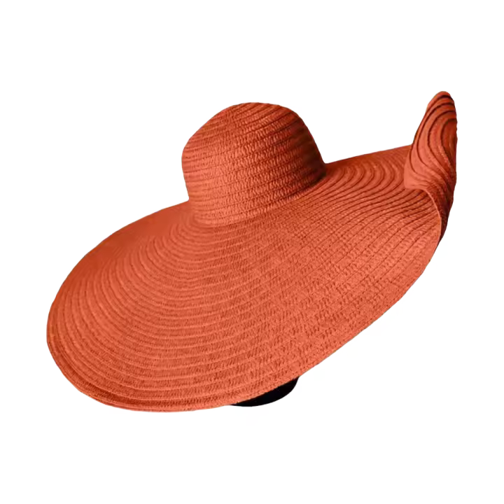 Sombrero de Playa de Paja con Borla Súper Grande Sombrero de Sol para Mujer de Color Sólido - 1