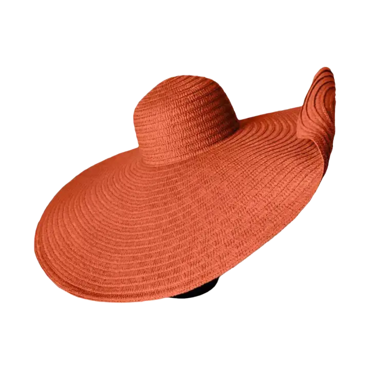 Sombrero de Playa de Paja con Borla Súper Grande Sombrero de Sol para Mujer de Color Sólido - 1