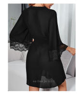 Camisón sexy de gasa con encaje y parches, bata exterior transparente para mujer - details 10