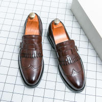 Zapatos formales de negocios para hombres, borla de empalme de un solo botón, Retro, moda juvenil, diario, oficina, banquete, novio, boda - details 3
