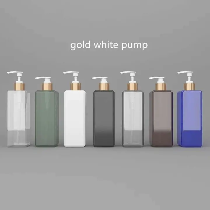Dispensador de Jabón Cuadrado Vacío con Pump de Lote Ideal para Champú, Gel de Ducha, Acondicionador de Cabello Contenedor de Higiene para Baño y Aseo - 1
