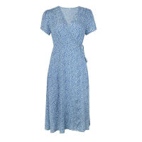 Summer floral print women boho short sleeve v neck split elegant a line party beach dress - details 19