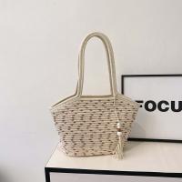 Bolso de mano tejido dulce a la moda, colgante con borlas, bolso de paja transpirable, bolso de playa de verano Beige de poliéster para mujer - details 7