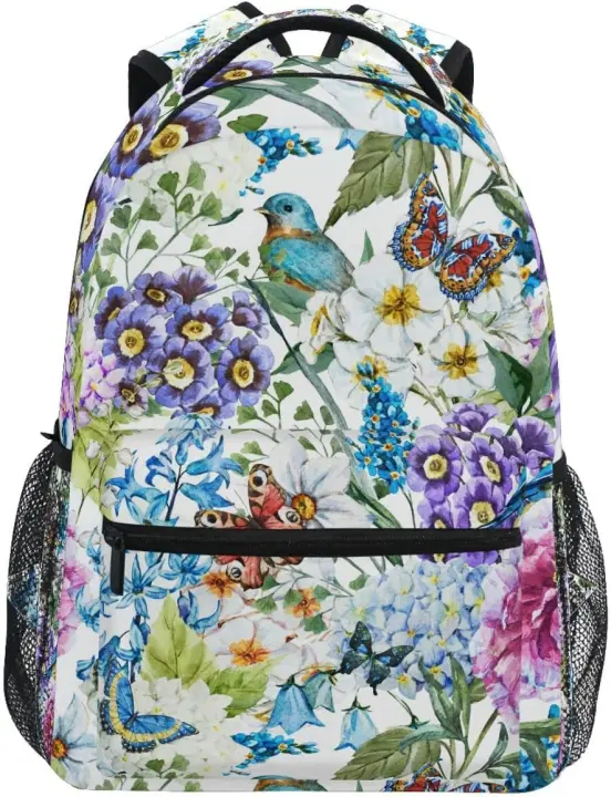 Mochila de Lienzo de Mariposa y Flores Bolsa Escolar Bonita para Niños Bolsa de Viaje para Hombres - 1