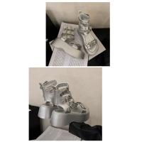 Sandalias Plateforma de Plata para Mujer 2025 Verano Versátiles Zapatos de Muffin de Moda con Suela de Caña Alta - details 13