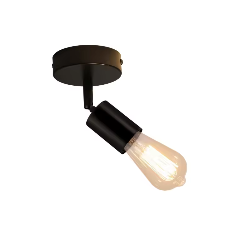 CBJKTX Spot E27 lámpara de pared vintage negra 350 °   Lámpara de cocina giratoria para salón, dormitorio Max.40W - 1