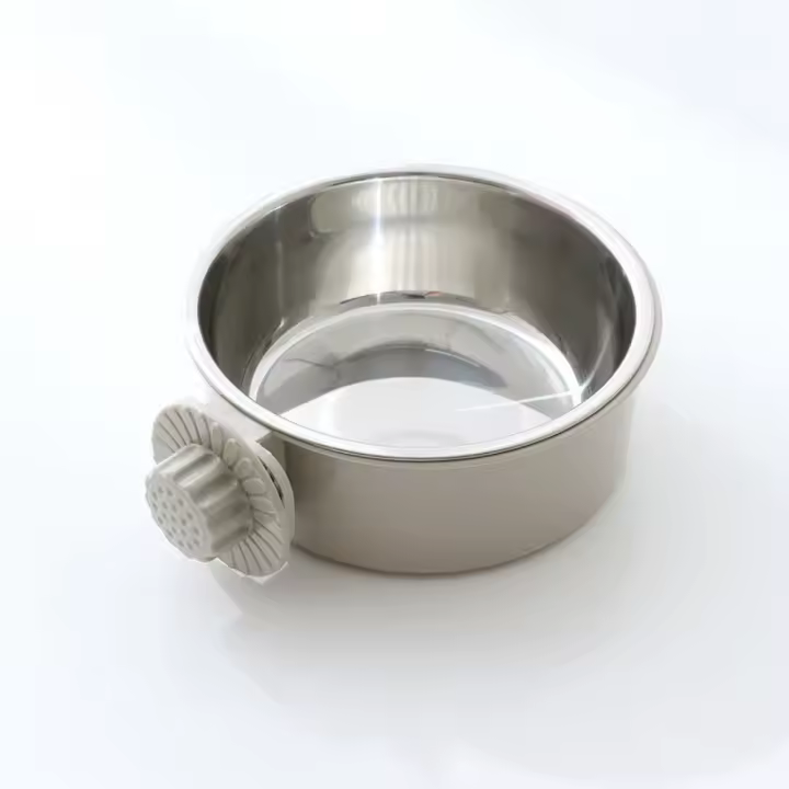 Bol para Perros de Acero Inoxidable Anti-golpes, Montable en la Jaula Doble Propósito para Mascotas - 1