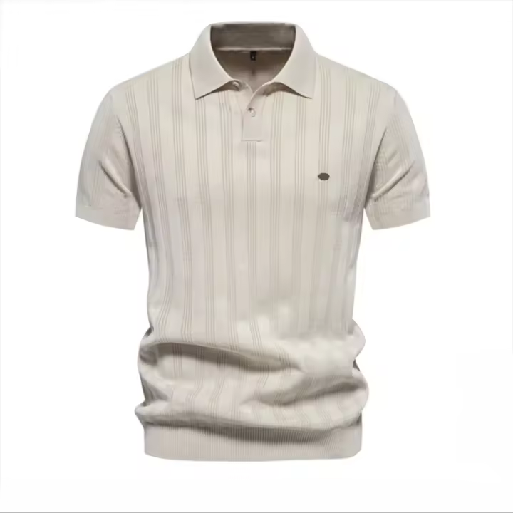 polos hombre manga corta ropa hombre día del padre 2025 Nuevo Polo de punto acanalado de verano para hombres Polo texturizado de calidad de marca transpirable y fresco para hombre - 1