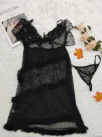 Guiruo-ropa interior ligera de lujo para mujer, hilo ligero de plumas, falda para dormir con correa de viento, conjunto de uniforme de bata exterior - details 4
