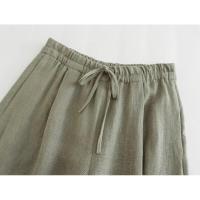 - Primavera Verano 2025 Moda Mujer Chaleco Cuello Alto con Cinturón Sin Mangas + Pantalones Largos de Pierna Ancha de Cintura Alta - details 17