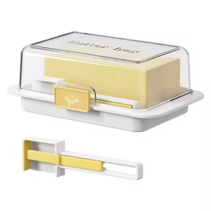 Caja de almacenamiento de queso rectangular sellada con tapa, bandeja de mantequilla de plástico multifuncional para encimera - 1