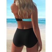 Conjunto De Bikini De Dos Piezas Con Cuello Halter De Color, Lazo En El Cuello Con Torsión, Trajes De Baño - details 2