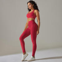 Conjunto de Yoga para Mujeres Ropa Deportiva de Alta Cintura, Top de Deportiva de Punto, Leggings, Bra Conjunto de Gimnasio - details 1