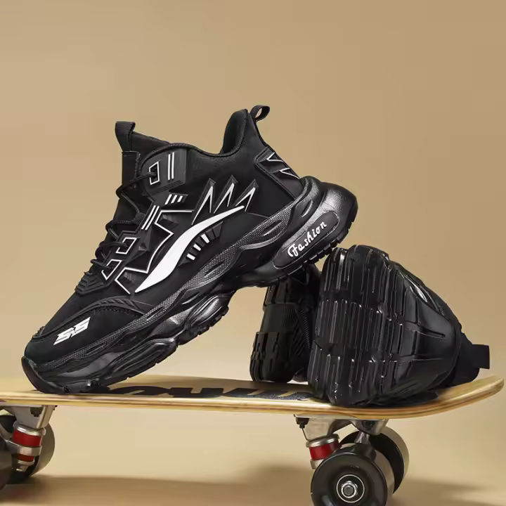 Moda Otoño Invierno nuevas de cuero corte alto suela gruesa deportes versátiles, cómodos y ligeros mecha casual para hombres - 1