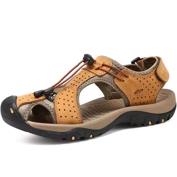 Sandalias de senderismo de cuero para hombre, calzado deportivo atlético para caminar, zapatos de playa de pescador, sandalias de agua con punta cerrada - 1