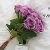 8 cabezas de ramas de flores de rosas artificiales, tacto Real, flor de Rosa de simulación hecha a mano, flores falsas realistas, decoración para sala de estar - details 9