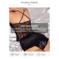 Ropa interior de moda, ropa de estar sexy sin espalda, pijamas de seda helada, traje de mujer, traje de pantalones cortos con tirantes. - details 1