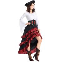 Disfraz de batas de flamenca de Halloween: Un vestido largo de la Reina Pirata con cintura ceñida y hojas de loto - details 5