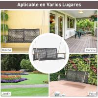 Columpio de Exterior de Ratán PE 2 Asientos Resalto Curvado y Soporte de Brazo de Madera de Acacia - details 6