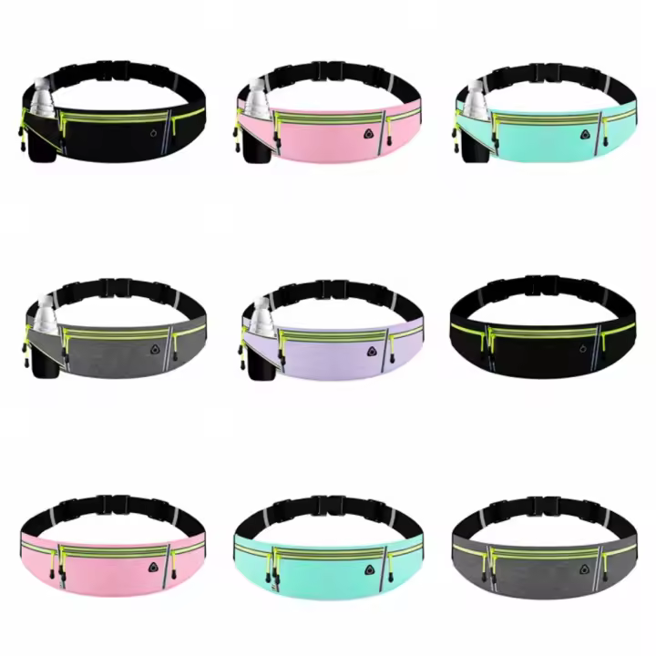 Con bolsa para botella, riñoneras para correr, ligeras, impermeables, para maratón, funda para correr, bolsa para teléfono deportiva multifunción, Rinning - 1