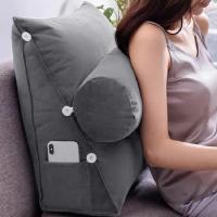 Cojín de Soporte Lumbar Triangular para Lectura con Cojín de Cabeza de Peluche Alivio del Dolor para Sofá Cama Silla Cojín de Cintura - details 1