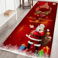 Alfombra de Navidad antideslizante 3D con impresión navideña para salón, cocina, baño, muñeco de nieve, 60x180cm - details 0