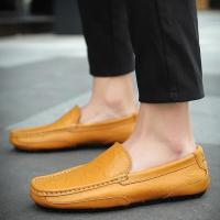 Mocasines transpirables de cuero genuino, mocasines informales, zapatos de cuero para hombres, zapatos planos formales de conducción italiana - details 18
