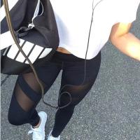Mallas deportivas de retales de malla para mujer, medias de cintura alta, pantalones, ropa deportiva sólida para mujer, pantalones de Yoga Push Up para gimnasio de talla grande S-XL - details 0