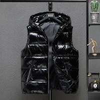 Chalecos brillantes de invierno para hombre, chaleco grueso con capucha, impermeable, acolchado de algodón, sin mangas, M-5XL, novedad de 2025 - details 0