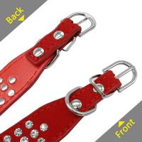 Collar mascota cuero gamuza con diamantes de imitación, cristal ostentoso para perro pequeño, mediano y grande - details 1