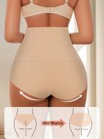 Braguitas de yoga sin costuras de cintura alta para mujer, control del abdomen, diseño minimalista de color sólido, adecuadas para fitness y ropa informal. - details 7