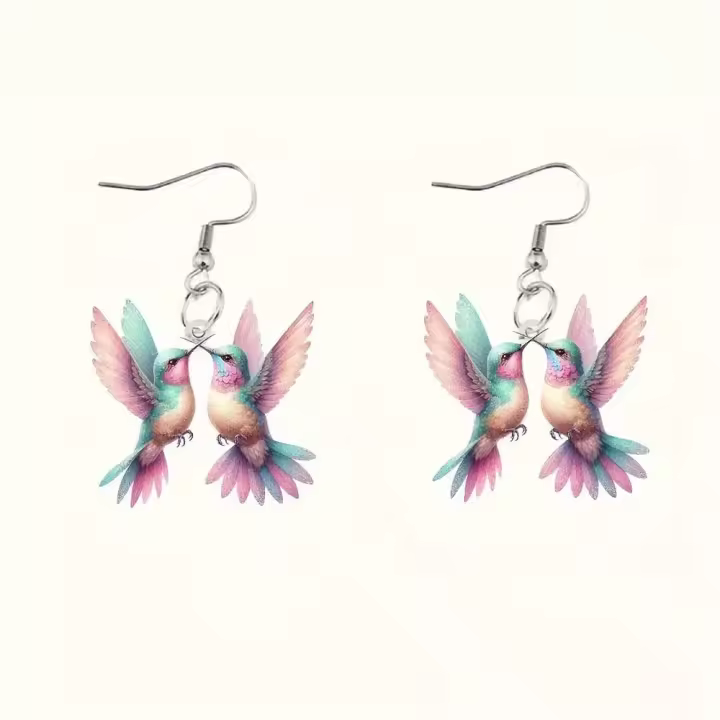 Pendientes de colibrí para mujeres y niñas, pendientes colgantes elegantes con borlas, joyería de moda, regalos de cumpleaños para el Día de San Valentín - 1