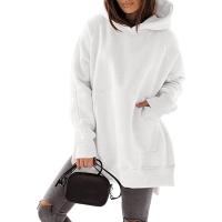 Sudadera de Vellón para Mujer Cuello Redondo, Manga Larga, Capucha Suelta, Color Sólido, Bolsillos, Moda de Moda - details 4