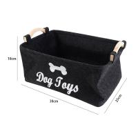Cesta de almacenamiento de juguetes para perros de fieltro con asa, diseño de dibujos animados, contenedor de juguetes para mascotas, caja negra plegable, organizador de juguetes para gatos y cachorros - details 4