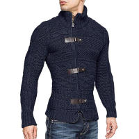 Suéter de cuello alto para hombre, chaqueta de punto de manga larga con botones, ropa de talla grande, otoño e invierno, 2024 - details 8