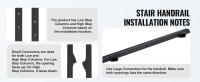 SucceBuy Pasamanos para escalones exteriores, kit de pasamanos para escaleras. Tubo cuadrado negro, barandillas de acero al carbono de transición - details 1