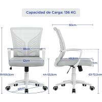 Silla de Oficina con Función de Inclinación, con Soporte Lumbar y Diseño Mariposa para Estudio, Carga Máxima 136kg, Negro - details 14