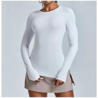Fishbone Line Camiseta deportiva informal de manga larga para mujer, para Yoga, correr, gimnasio, ajustada, con cuello redondo, Top de entrenamiento - details 2