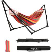 Hamaca con Soporte Plegable para Jardín Patio Trasero Playa Mochileros, Multicolor,255cm,Carga MAX 120kg - details 0
