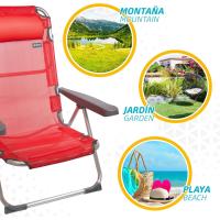 Playa Plegable, 5 Posiciones, Rayas Multicolor, 48x60x90 cm, Incluye cojín Acolchado, Asa Hombro, Soporta 110 kg, Topes antivuelco, Multiposición, Respaldo reclinable (62675) - details 13