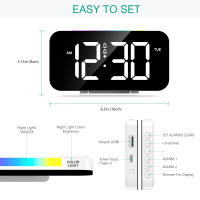 ORIA Reloj Despertador Digital, Reloj de Noche Digital con Modos de luz Nocturna de 10 RGB, Pantalla Grande de 16.8 cm, 5 Luminosidades Ajustables, Alarma Doble, Repetición, Puerto de Carga USB - details 3