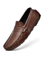 Mocasines para hombre con punta redonda de cuero, mocasines tipo penny, zapatos náuticos, cómodos, antideslizantes, flexibles, para fiestas. - details 14