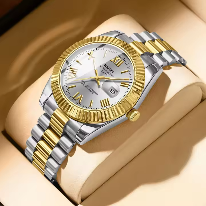 Reloj de Pulsera de Cuarzo Automático de Lujo NIBOSI para Hombres Acero Inoxidable - 1