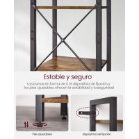 Estantería de 6 Niveles Diseño Industrial Rústico Marrón y Negro Ideal para Oficina, Estudio, Sala de Estar, Dormitorio 30 x 40 x 186 cm - details 4