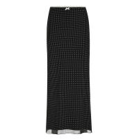 BUNO-Falda larga con estampado de lunares para mujer, traje elegante de cintura baja, malla de retazos, detalle de lazo, ropa de calle - details 7