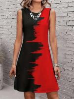 Ropa de día bohemia estampada de verano para mujer, vestidos de vacaciones sin mangas a la moda, chalecos de fiesta informales con cuello redondo, vestidos de talla grande - details 1