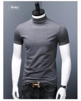 Camiseta ajustada de manga corta con cuello alto y medio para hombre, camisa fina de capa Base de verano, ropa interior de media manga - details 1