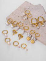 Elegantes pendientes de Perlas de Agua Dulce colgantes de Mujeres colgantes de Maple en todos los colores con pendientes de Anillo Redondo de Amor en stock - details 7