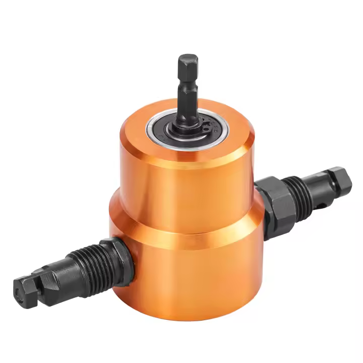 SucceBuy Herramienta cortadora de hoja de doble cabezal, accesorio de taladro eléctrico para corte de metal - 1