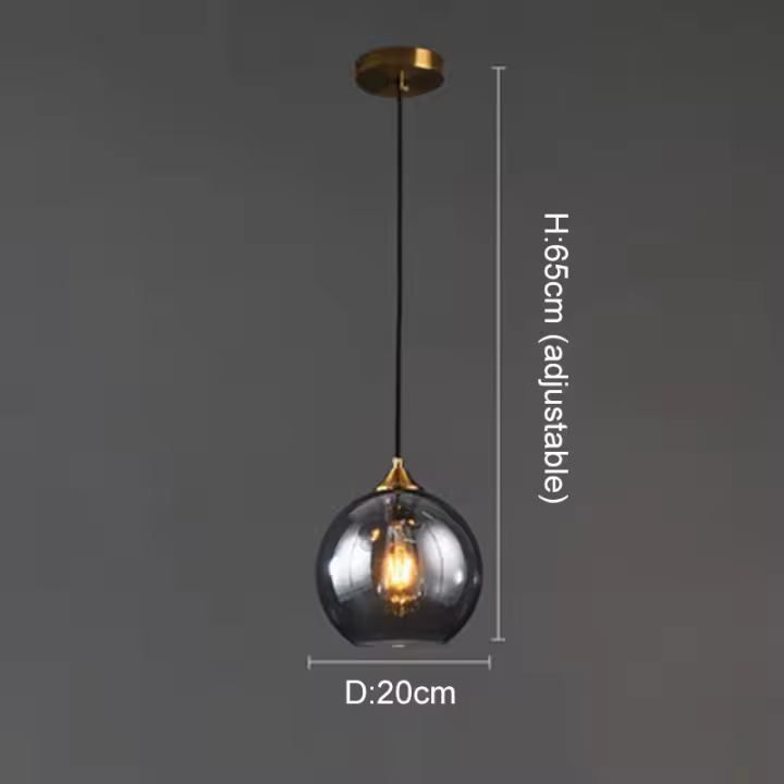 Lámpara Colgante Retro Industrial Bombilla de Techo con Bola de Vidrio - 1